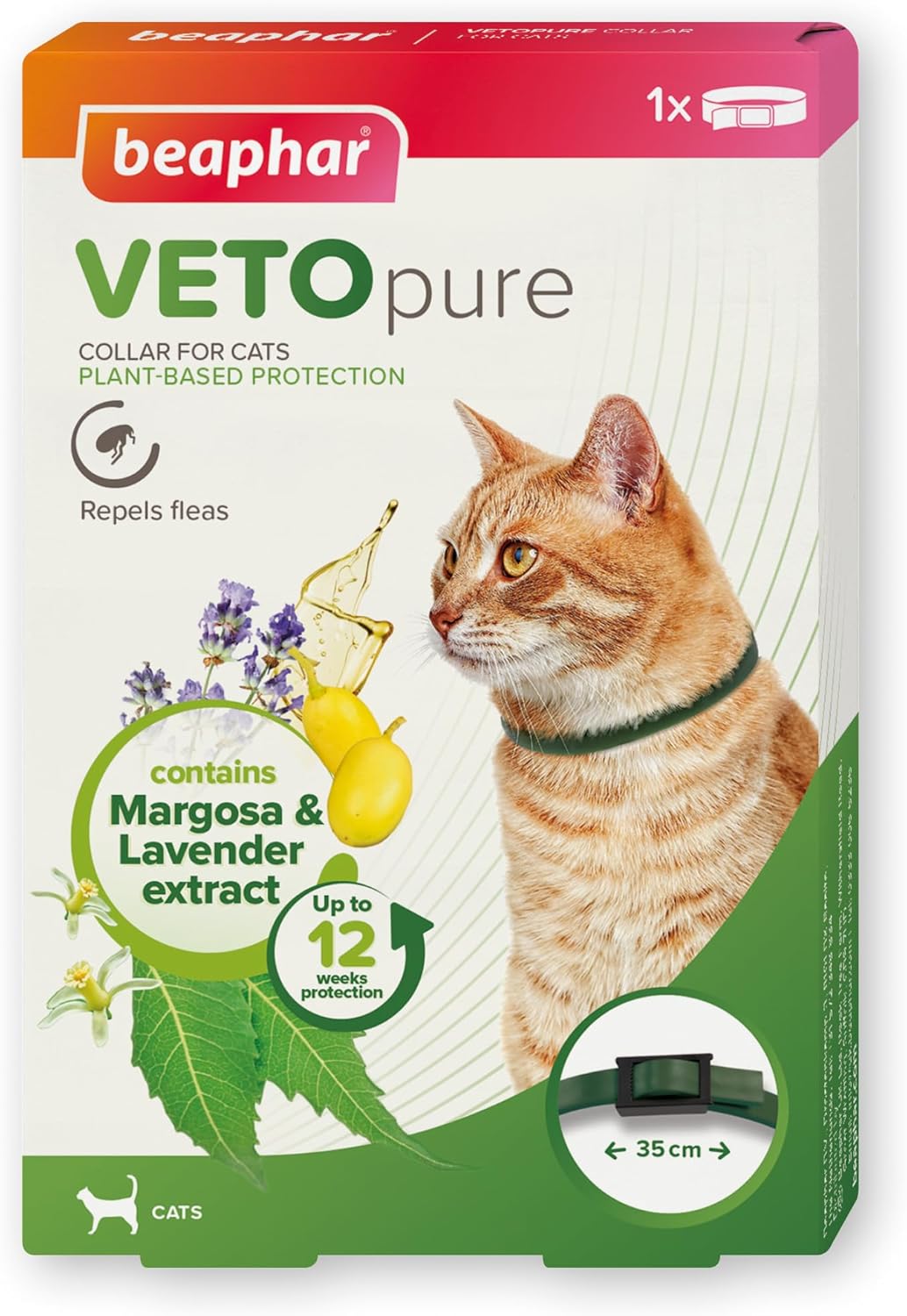 Beaphar Veto Pure Flea and Tick Collar for Cat, Green