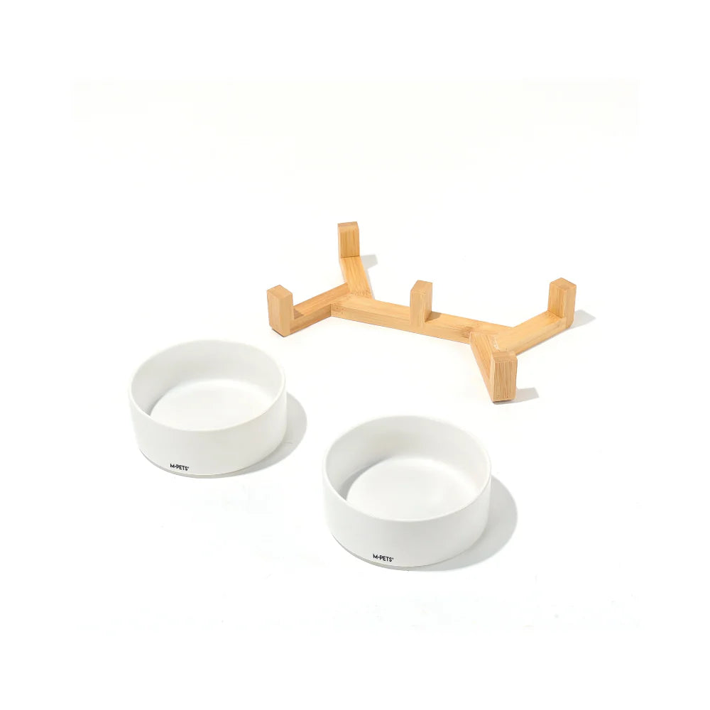 M-PETS Opera Ceramic Bowls with Bamboo Stand – 850ml