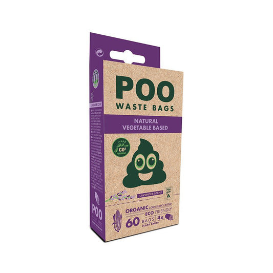POO BIO Dog Waste Bags - Lavender Scented (Pack of 60)