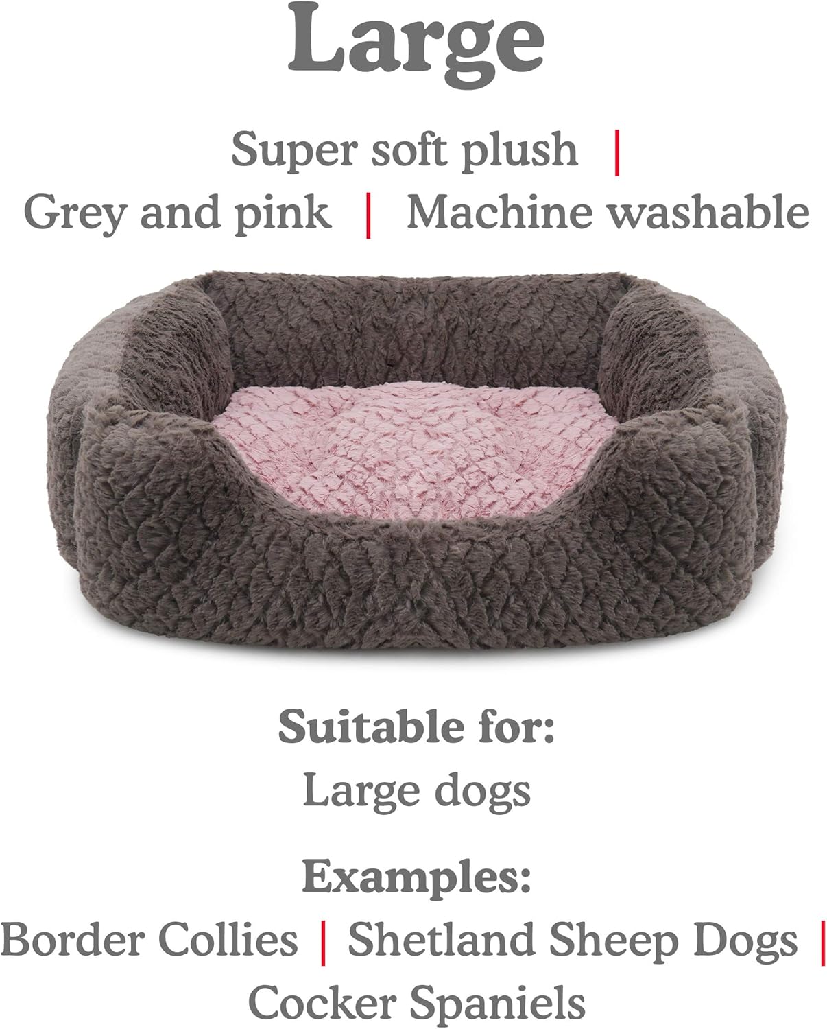 Rosewood Grey and Pink Square Bed