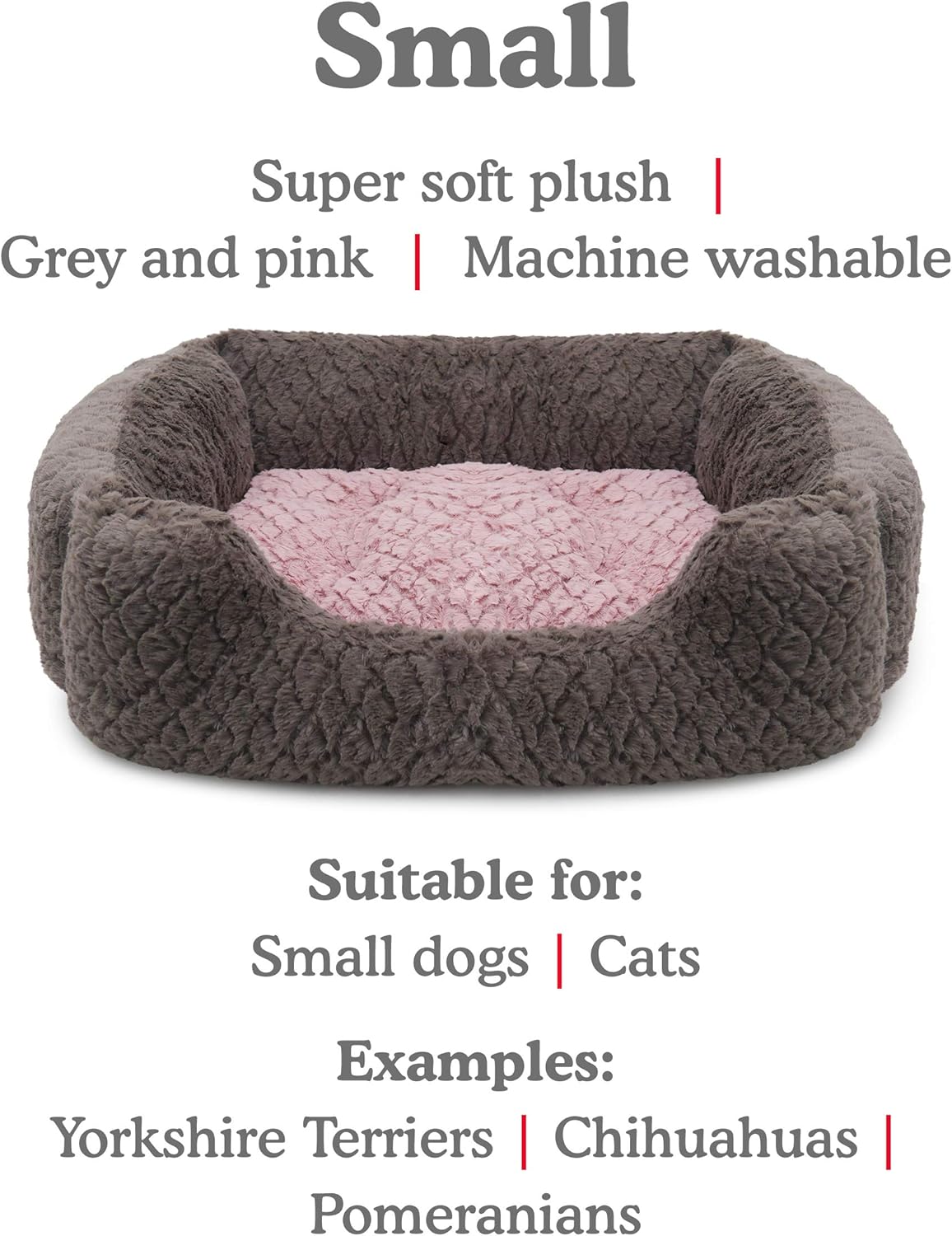 Rosewood Grey and Pink Square Bed