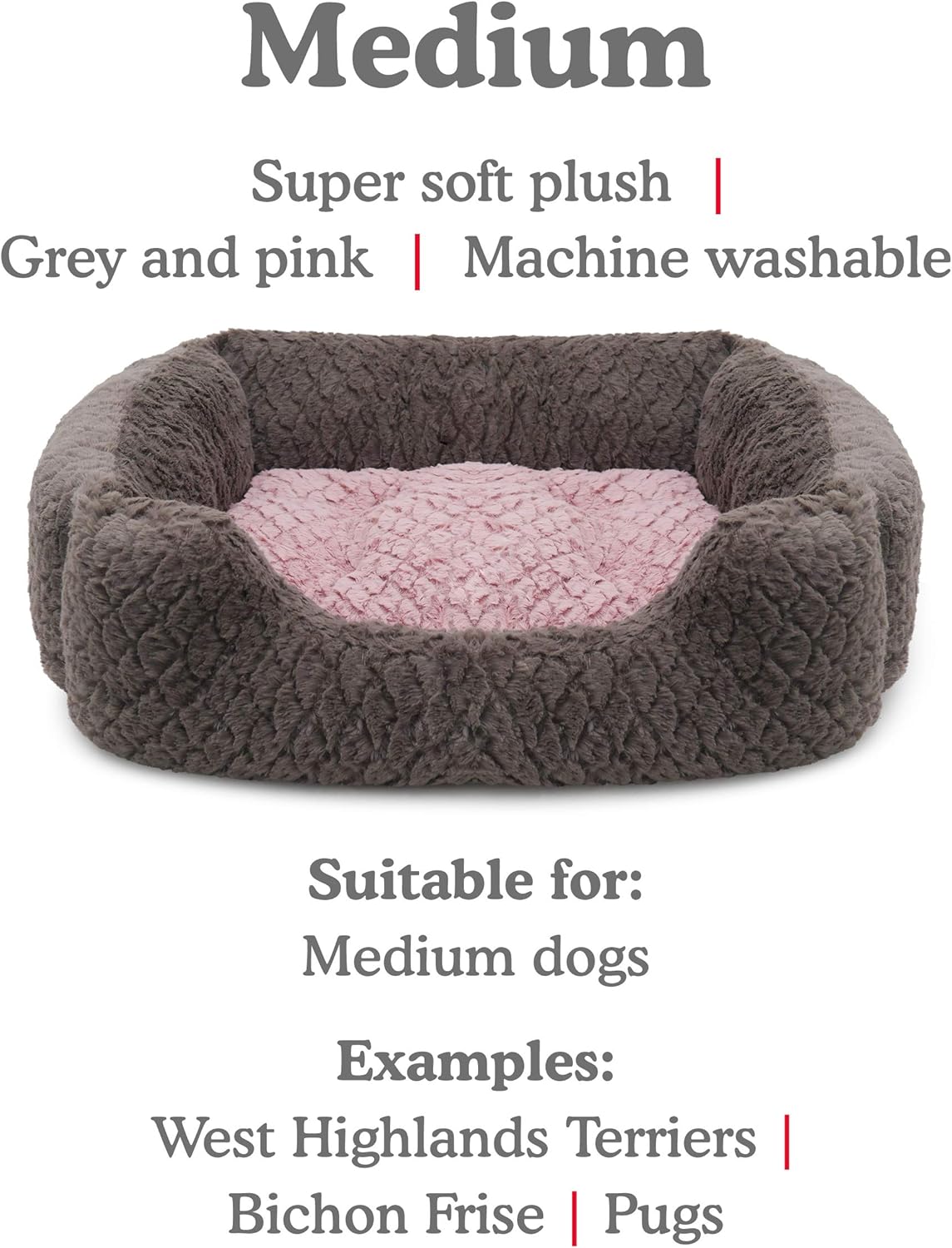 Rosewood Grey and Pink Square Bed