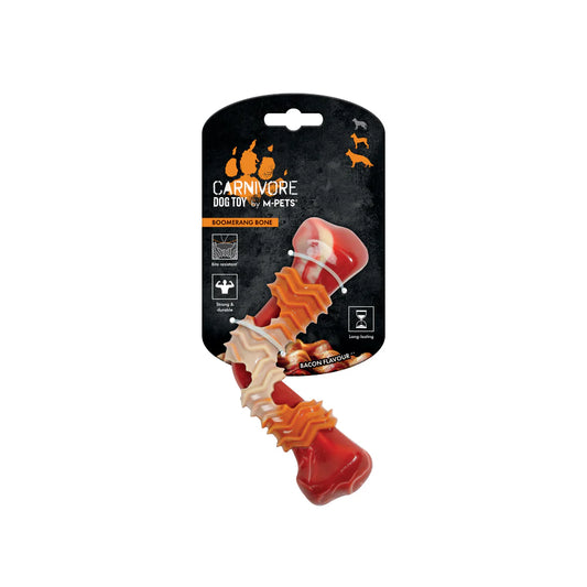 Carnivore Dog Toy Boomerang Bone - Bacon Flavor