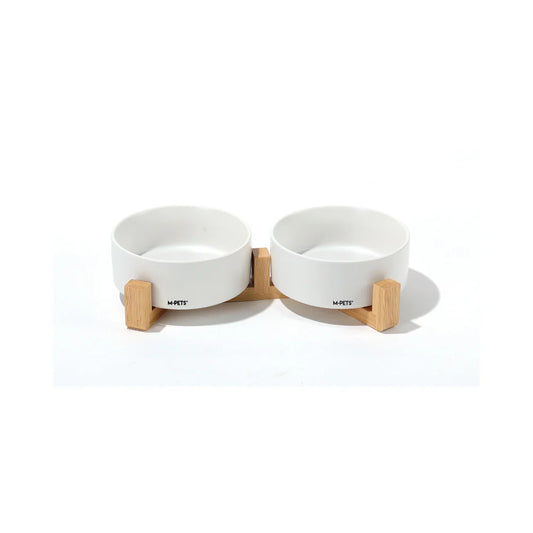 M-PETS Opera Ceramic Bowls with Bamboo Stand – 850ml