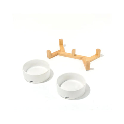 M-PETS Opera Ceramic Bowls with Bamboo Stand – 850ml